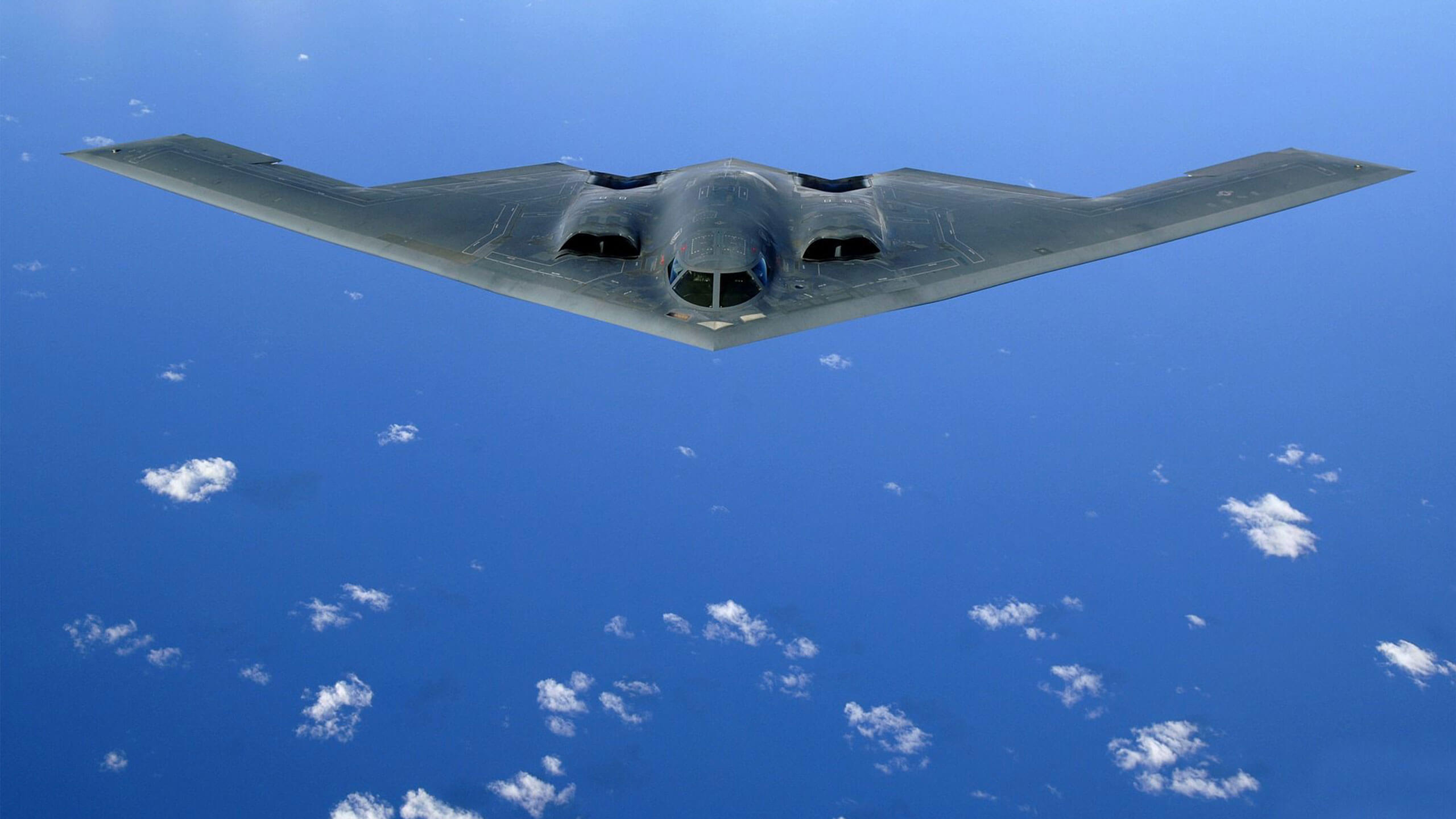 B-2 Spirit stealth bomber above the clouds